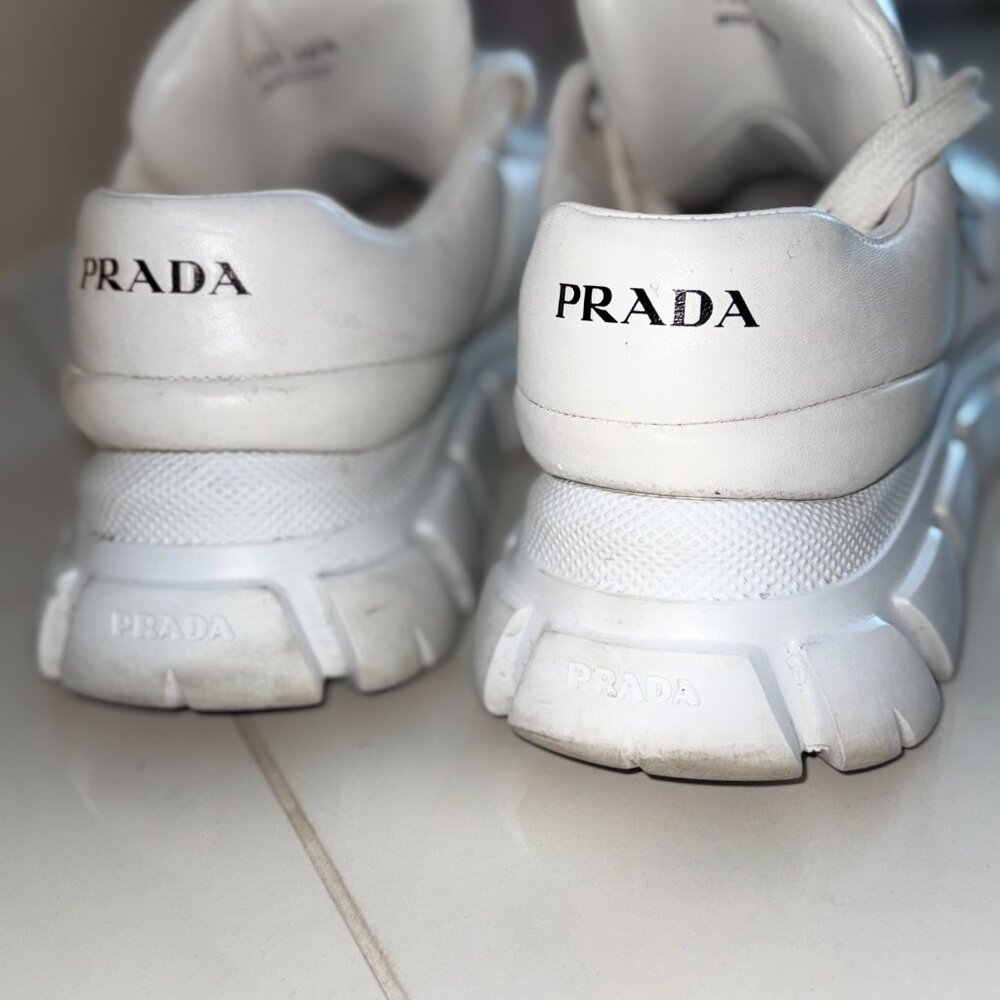 Prada Milano Chunky Sole Sneakers – White Leather – Size 40.5 (US 10) - Picture 5 of 6